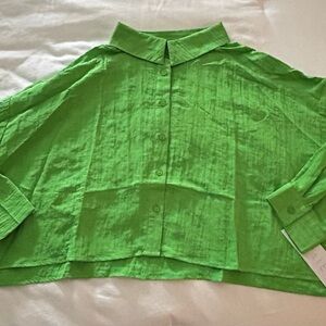 Lumiere Bright Green Crinkled Shirt